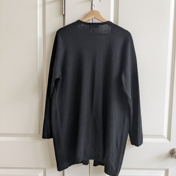 Calvin Klein Cardigan Women 1X Black Open Front Buckle Wool Blend Sweater Jacket - Picture 8 of 9